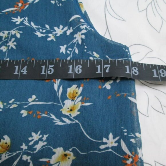 Papermoon Blouse Teal Floral Print Size XS Sleeveless V-Neck Top NWT - Picture 10 of 15